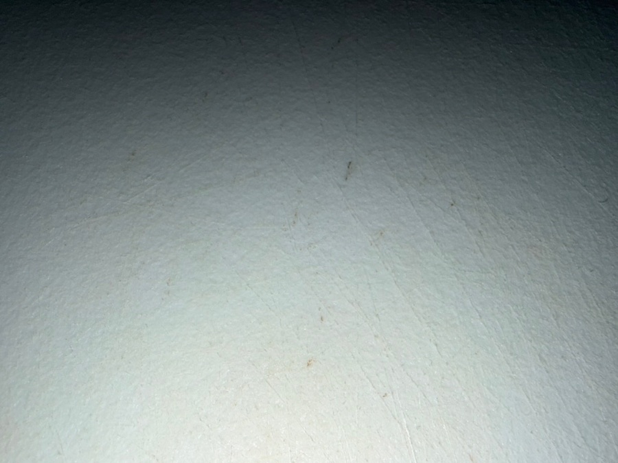 Scratched, stained plastic cutting board
